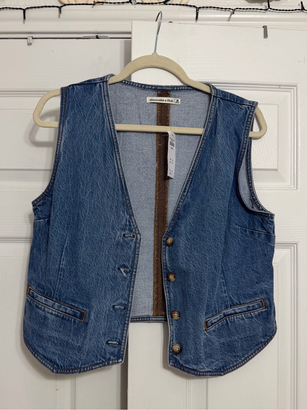 Abercrombie & Fitch Light Blue Denim Vest with Contrast Stitching